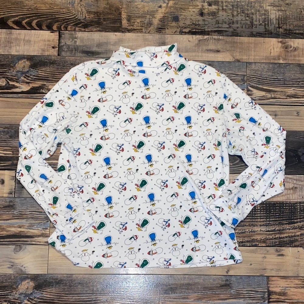 Vintage Snowman Turtleneck Patterned Long Sleeve Women's Top